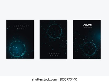 Modern geometric background with connected lines and dots. Business, science, medicine and technology brochure design.