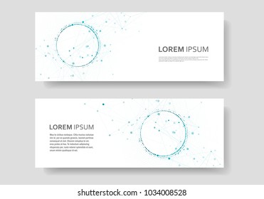 Modern geometric background with connected lines and dots. Business and technology banner design.