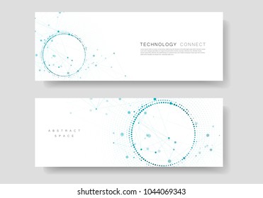 Modern geometric background with connected lines and dots. Business and technology banner design.
