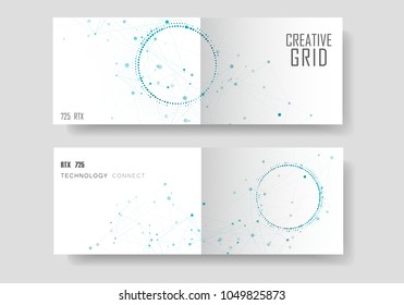 Modern geometric background with connected lines and dots. Business, science, medicine and technology brochure design.
