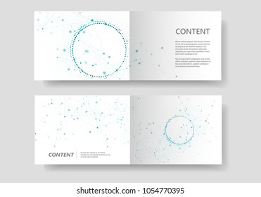 Modern geometric background with connected lines and dots. Business, science, medicine and technology brochure design.
