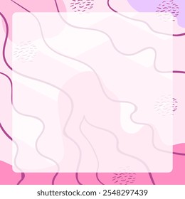 Modern Geometric Background with Curved Lines and Squares in Pastel and Bright Colors. Memphis Style Vector Illustration