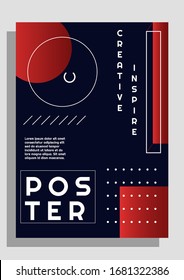 Modern geometric background design with figures, red gradient, elements and details, designed in A4 format, for posters, banners, titles etc. Eps 10 vector