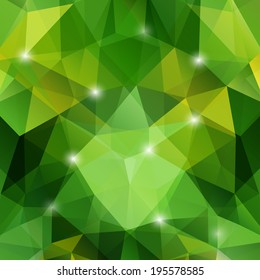 Modern geometric background with green polygons.