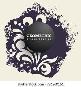 Modern geometric background with a grunge texture. Floral abstract pattern. Use for flyers, covers, brochures, posters and banners. Abstract geometric design elements. Vector illustration