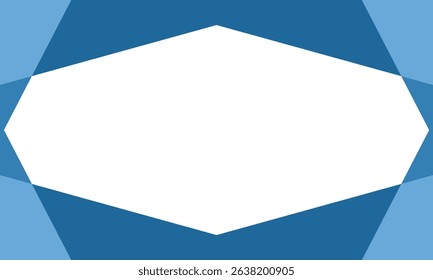 Modern geometric background with a hexagonal white center framed by layered blue polygons. Perfect for banners, flyers, or presentations with a clean and professional abstract design.