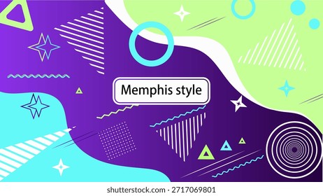 Fondo geométrico moderno en estilo de Memphis con Formas abstractas, figuras minimalistas y Elementos isométricos. EPS10