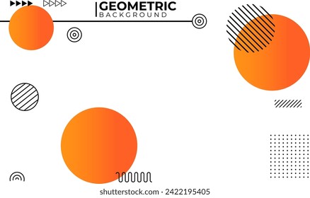 Fondo Geométrico Moderno con Círculos Naranja, Rayas y Puntos.