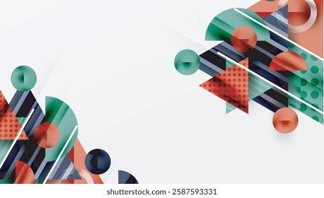 Modern geometric background - overlapping triangles with smooth gradients and semi-transparency