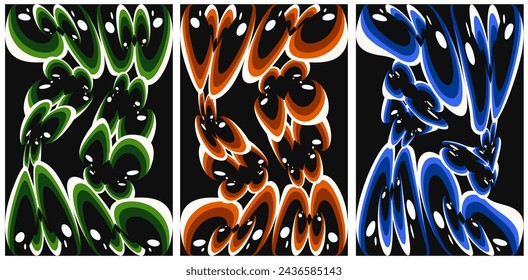 Modern Geometric background set. Animal Eyes backdrop collection. Avant-garde art. Vector illustration can used interior painting card cover. EPS 10