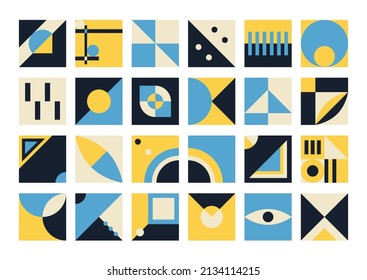 Modern geometric background. Simple minimalist bold geo forms for poster, brutalist shapes swiss style. Abstract vector design