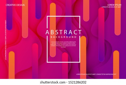 Modern geometric background with trendy color gradation compositions. Futuristic flowing dynamic gradient shapes. Abstract background with mixing orange, pink, and purple color.
