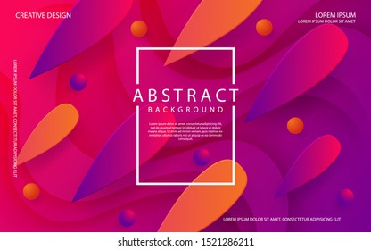 Modern geometric background with trendy color gradation compositions. Futuristic flowing dynamic gradient shapes. Abstract background with mixing orange, pink, and purple color.