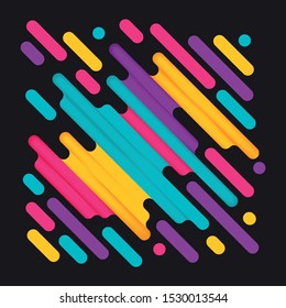 Modern geometric background with various rounded shapes in color. Abstract banner. Vector illustration of dynamic composition.
