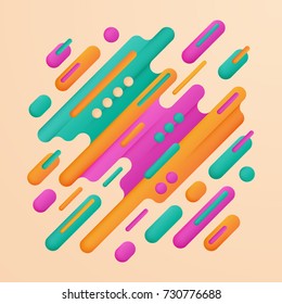 Modern geometric background with various rounded shapes in color. Abstract banner. Vector illustration of dynamic composition.