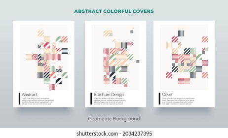 Fondo geométrico moderno. Resumen de las cubiertas de diseño colorido vectorial. Buen uso para portadas, carteles, folletos, libros, postales, vales, folletos, folletos, etc.