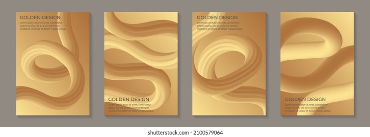Modern geometric backgrounds for banner or presentation or greeting card with abstract golden 3d waves.