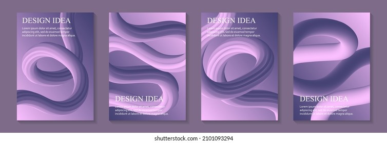 Modernos fondos geométricos para banner o presentación o tarjeta de saludo con ondas 3d púrpura abstractas.