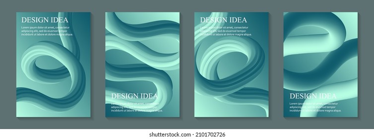 Modern geometric backgrounds for banner or presentation or greeting card with abstract turquoise 3d waves.