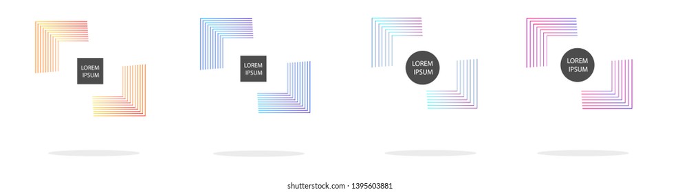 Modern geometric badges set. Colorful vector gradient shapes composition. Trendy minimal design. 3D futuristic style 