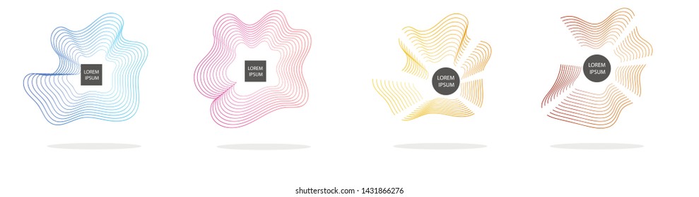 Modern geometric badges set. Colorful vector gradient shapes composition. Trendy minimal design. 3D futuristic style 