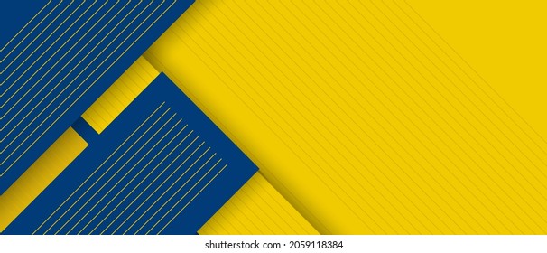 Modern Geometric Banner Design. Blue And Yellow Background With Stripes.