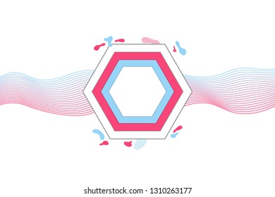 Modern geometric banner with flat shapes, trendy pink and blue colors. Minimalistic style. Vector art  flow poster with elements for design - Vector