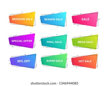 Modern geometric banner for sales, promotion, discounts set. Abstract gradient shapes for advertising.