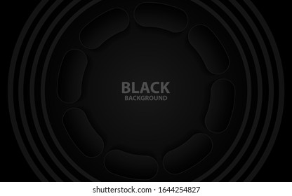 Moderner, geometrischer schwarzer Hintergrund - eine Kombination aus Kreisformen. Design-Vorlage für Vektorillustration zur Verwendung von Elementen, Banner, Poster, Werbung, Flyer, Website, Präsentation
