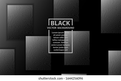 Modern geometric black background a combination with square textured shapes. Vector design template for use element cover, banner, poster, advertising, flyer, website