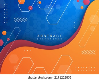 modern geometric blue abstract background with orange paper cut