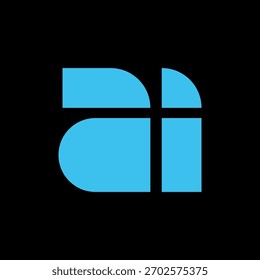 Modern Geometric Blue AI Logo symbol icon flat stock vector design