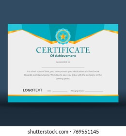 Modern geometric blue certificate