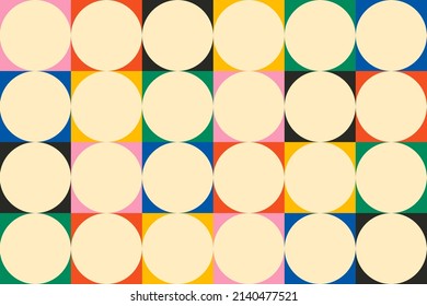 Modern geometric bold pattern. Bauhaus minimalist primitive blocks, brutalism simple shapes. Vector illustration