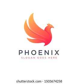 Modern geometric brave phoenix logo icon vector template on white background