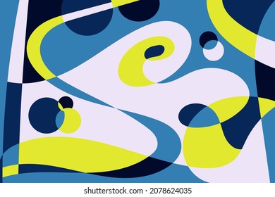 Modern geometric bright space abstraction in trendy blue and yellow colors. Concept for background, print, texture, textile, banners, cards, flyers