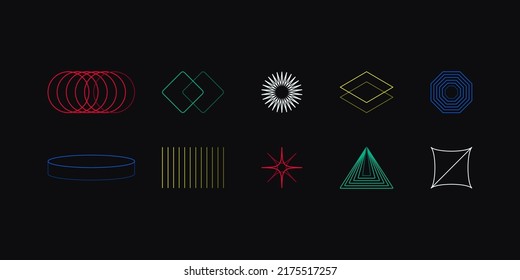 Modern geometric brutalist shapes. Trendy brutalism forms, abstract bold minimal figure swiss style. Vector illustration