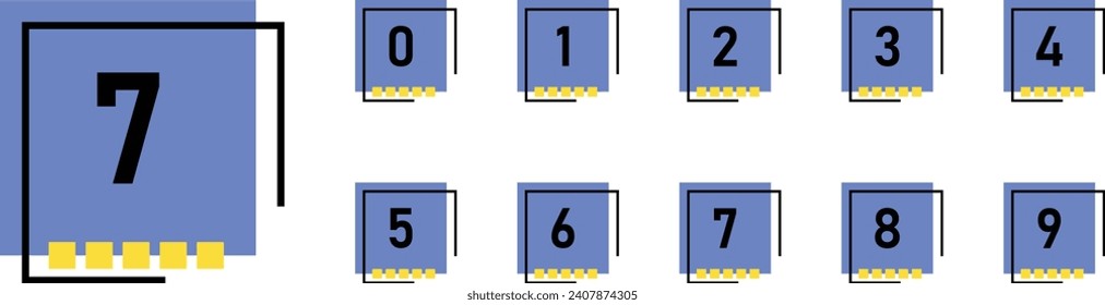 Modern geometric bullet point set. Colorful trendy square markers with Blue numbers. Vector ilustration
