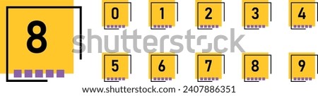 Modern geometric bullet point set. Colorful trendy square markers with Yellow numbers. Vector ilustration