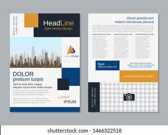 Modern geometric business two-sided flyer, booklet, brochure cover vector design template. A4 format