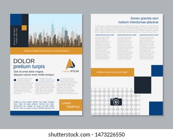 Modern geometric business two-sided flyer, booklet, brochure cover vector design template. A4 format