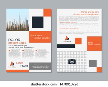 Modern geometric business two-sided flyer, booklet, brochure cover vector design template. A4 format
