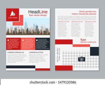 Modern geometric business two-sided flyer, booklet, brochure cover vector design template. A4 format