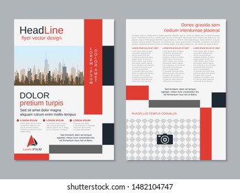 Modern geometric business two-sided flyer, booklet, brochure cover vector design template. A4 format