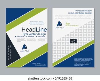 Modern geometric business two-sided flyer, booklet, brochure cover vector design template. A4 format