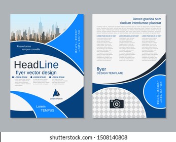 Modern geometric business two-sided flyer, booklet, brochure cover vector design template. A4 format