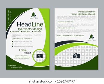 Modern geometric business two-sided flyer, booklet, brochure cover vector design template. A4 format