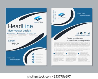 Modern geometric business two-sided flyer, booklet, brochure cover vector design template. A4 format