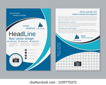 Modern geometric business two-sided flyer, booklet, brochure cover vector design template. A4 format