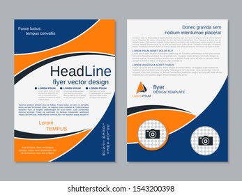 Modern geometric business two-sided flyer, booklet, brochure cover vector design template. A4 format